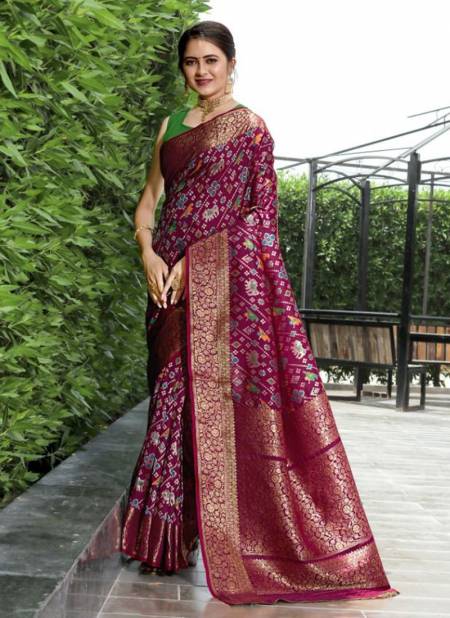 Wine Colour NP 1229 Colours New Designer Exclusive Wear Heavy Banarasi Patola Printed Saree Collection 1229E
